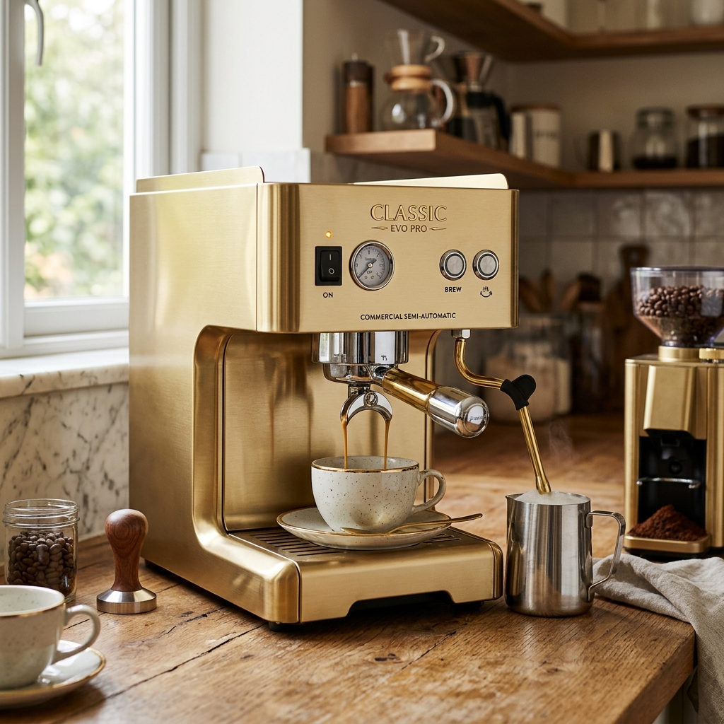 Classic Evo Pro Commercial Espresso Coffee Machine for home (Semi-Automatic) Coffee Machine- Gold (LIMITED EDITION) Generic