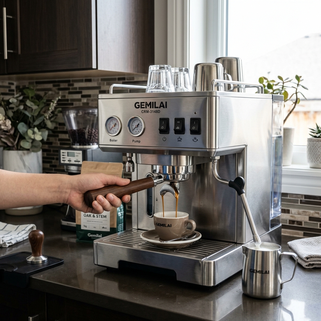 GEMILAI Commercial Semi automatic coffee machine, Coffee machine for home and commercial used | Semi automatic coffee machine