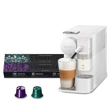 Nespresso Lattissima One Coffee Machine (Porcelain White) with 2 Coffee Sleeves | Cappuccino & Latte Maker | One‑Touch Milk Coffee Solution for Home | 2‑Year Warranty | Authorized Distributor