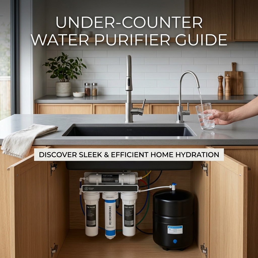 Guide to the best under-counter RO purifiers in India, highlighting space-saving modular kitchen designs.
